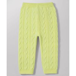 Babyhug Knitted Full Sleeves Sweatshirt & Pant Co-Ord Winter Wear Suit - Limegreen