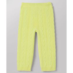 Babyhug Knitted Full Sleeves Sweatshirt & Pant Co-Ord Winter Wear Suit - Limegreen