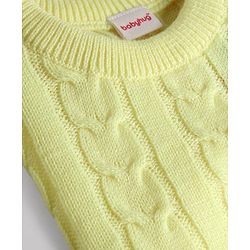 Babyhug Knitted Full Sleeves Sweatshirt & Pant Co-Ord Winter Wear Suit - Limegreen