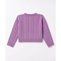 Babyhug Knitted Full Sleeves Sweatshirt & Pant Co-Ord Winter Wear Suit - Lavender