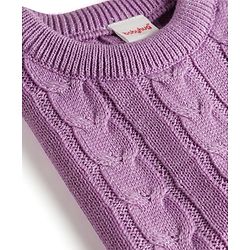 Babyhug Knitted Full Sleeves Sweatshirt & Pant Co-Ord Winter Wear Suit - Lavender