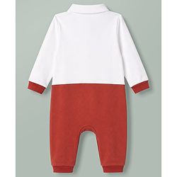 Babyhug 100% Cotton knit Full Sleeves Checked Partywear Romper With Attached Waistcoat & Bow - Multicolor