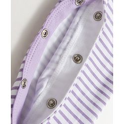 Babyhug Cotton Knit Full Sleeves  Striped Footed Sleepsuit with Animal Face Print - Lavender