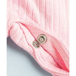 Babyhug 100% Cotton Knit Full Sleeves Floral Printed Sleepsuit Nightwear With Bow Applique - Pink