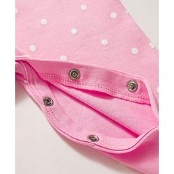 Babyhug Cotton Knit Full Sleeves Footed Sleepsuit with Duck & Polka Dot Print - Pink