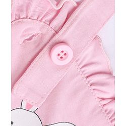 Babyhug 100% Cotton Interlock Knit Half Sleeves Bunny Print Onesie With Polka Dot Printed Tee - Light Pink