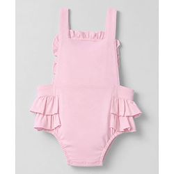 Babyhug 100% Cotton Interlock Knit Half Sleeves Bunny Print Onesie With Polka Dot Printed Tee - Light Pink