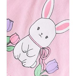 Babyhug 100% Cotton Interlock Knit Half Sleeves Bunny Print Onesie With Polka Dot Printed Tee - Light Pink