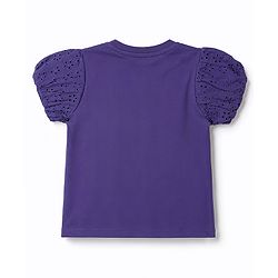 Babyhug 100% Cotton Knit Half Sleeves T-Shirt With Floral Print - Purple