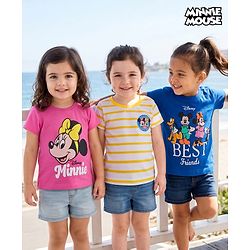Babyhug Disney Cotton Knit T-Shirts Half Sleeve Minnie Mouse Graphic Multi Color 3-6 Months Pack of 3