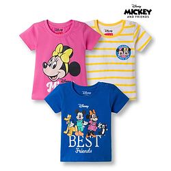 Babyhug Disney Cotton Knit T-Shirts Half Sleeve Minnie Mouse Graphic Multi Color 3-6 Months Pack of 3