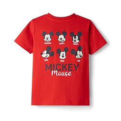 Babyhug Disney Single Jersey Knit Half Sleeves T-Shirt with Front & Back Mickey Mouse Graphics - Red