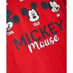 Babyhug Disney Single Jersey Knit Half Sleeves T-Shirt with Front & Back Mickey Mouse Graphics - Red