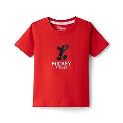 Babyhug Disney Single Jersey Knit Half Sleeves T-Shirt with Front & Back Mickey Mouse Graphics - Red