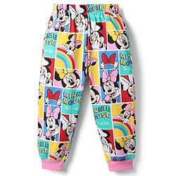 Babyhug Disney 100% Cotton Knit Full Sleeves Co-Ords T-Shirt & Pyjama Night Suit With Minnie Mouse Graphic - Multicolor