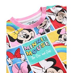 Babyhug Disney 100% Cotton Knit Full Sleeves Co-Ords T-Shirt & Pyjama Night Suit With Minnie Mouse Graphic - Multicolor