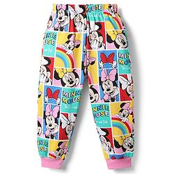 Babyhug Disney 100% Cotton Knit Full Sleeves Co-Ords T-Shirt & Pyjama Night Suit With Minnie Mouse Graphic - Multicolor