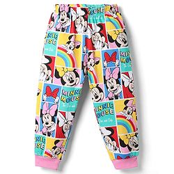 Babyhug Disney 100% Cotton Knit Full Sleeves Co-Ords T-Shirt & Pyjama Night Suit With Minnie Mouse Graphic - Multicolor