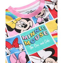 Babyhug Disney 100% Cotton Knit Full Sleeves Co-Ords T-Shirt & Pyjama Night Suit With Minnie Mouse Graphic - Multicolor