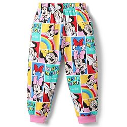 Babyhug Disney 100% Cotton Knit Full Sleeves Co-Ords T-Shirt & Pyjama Night Suit With Minnie Mouse Graphic - Multicolor