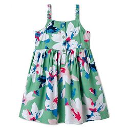 Babyhug Cotton Woven Sleeveless Frock With Floral Print& Hairband- Green