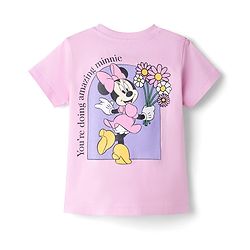 Babyhug Disney Single Jersey Knit Half Sleeves T-Shirt with Front & Back Minnie & Friends Graphics - Pink