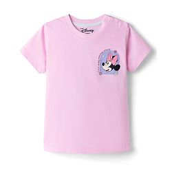 Babyhug Disney Single Jersey Knit Half Sleeves T-Shirt with Front & Back Minnie & Friends Graphics - Pink
