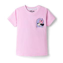 Babyhug Disney Single Jersey Knit Half Sleeves T-Shirt with Front & Back Minnie & Friends Graphics - Pink