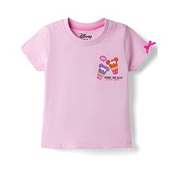 Babyhug Disney Single Jersey Knit T-Shirt with Half Sleeves & Minnie and Daisy Besties Together Print in Pink