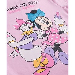 Babyhug Disney Single Jersey Knit T-Shirt with Half Sleeves & Minnie and Daisy Besties Together Print in Pink
