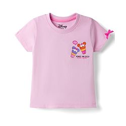 Babyhug Disney Single Jersey Knit T-Shirt with Half Sleeves & Minnie and Daisy Besties Together Print in Pink