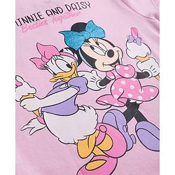 Babyhug Disney Single Jersey Knit T-Shirt with Half Sleeves & Minnie and Daisy Besties Together Print in Pink