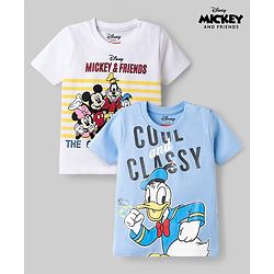 Babyhug Disney 100% Cotton Knit Half Sleeves T-Shirts With Micky & Friends Graphic Pack Of 2 - Multicolor