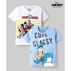 Babyhug Disney 100% Cotton Knit Half Sleeves T-Shirts With Micky & Friends Graphic Pack Of 2 - Multicolor