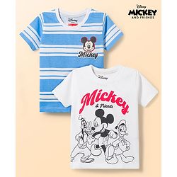 Babyhug Disney Cotton Knit T-Shirts Half Sleeve with Mickey and Friends Graphic Multi Color 6-9 Months Pack of 2