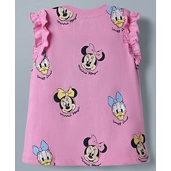 Babyhug Disney 100% Cotton Knit Sleeveless Tank T-Shirts With Minnie Mouse & Friends Graphic Pack of 2 - Pink & White