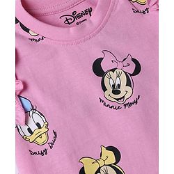 Babyhug Disney 100% Cotton Knit Sleeveless Tank T-Shirts With Minnie Mouse & Friends Graphic Pack of 2 - Pink & White