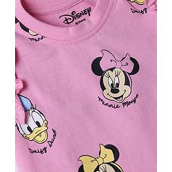 Babyhug Disney 100% Cotton Knit Sleeveless Tank T-Shirts With Minnie Mouse & Friends Graphic Pack of 2 - Pink & White