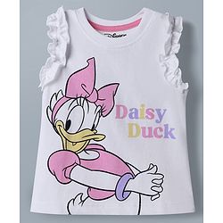 Babyhug Disney 100% Cotton Knit Sleeveless Tank T-Shirts With Minnie Mouse & Friends Graphic Pack of 2 - Pink & White