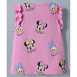 Babyhug Disney 100% Cotton Knit Sleeveless Tank T-Shirts With Minnie Mouse & Friends Graphic Pack of 2 - Pink & White