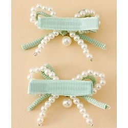 Babyhug Bow & Butterfly Clips Pack Of 2 - Green