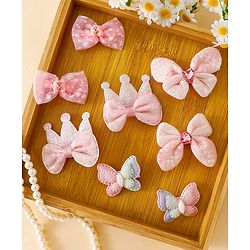 Babyhug Bow & Butterfly Clips Combo Sets - Pink