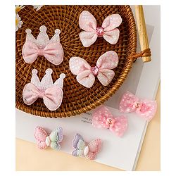 Babyhug Bow & Butterfly Clips Combo Sets - Pink