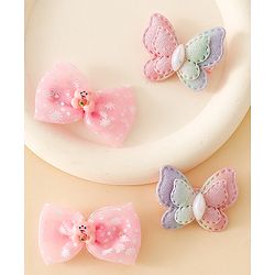 Babyhug Bow & Butterfly Clips Combo Sets - Pink