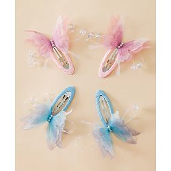 Babyhug Cute Butterfly Hair Clips -  Pink&Blue