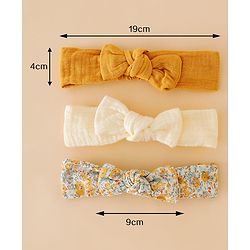 Babyhug Headband With Bow Applique Pack of 3 -Yellow & Off White