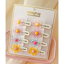 Babyhug Floral Bloom Hair Clips - PInk & Purple