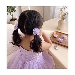 Babyhug Free Size Hair Rubber Bands With Flower Applique Pack of 5 - Purple