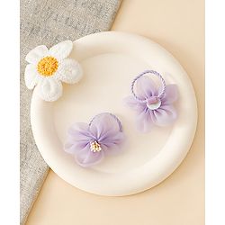 Babyhug Free Size Hair Rubber Bands With Flower Applique Pack of 5 - Purple
