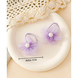 Babyhug Free Size Hair Rubber Bands With Flower Applique Pack of 5 - Purple